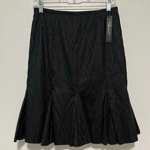 Elie Tahari NWT Black Wool‎ Blend Julia Pleated Flare Skirt Size 2